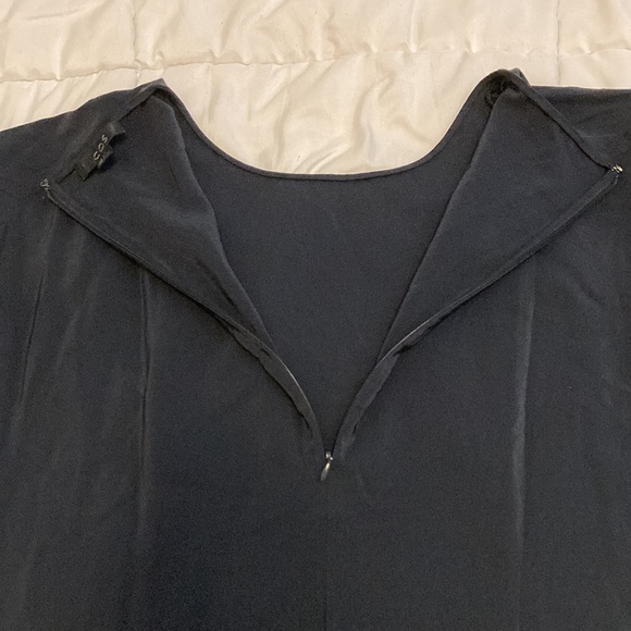 COS 100% Silk Structured puffy Sleeve Dress Navy Blue Size 6 - Picture 7 of 7